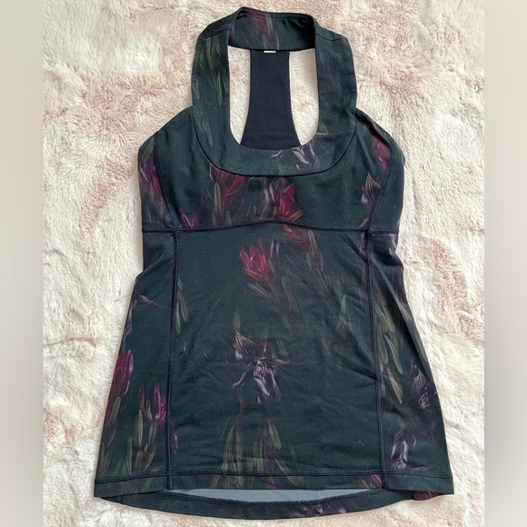 Lululemon Tank Top | Black w/ Purple Floral Print - Picture 2 of 2